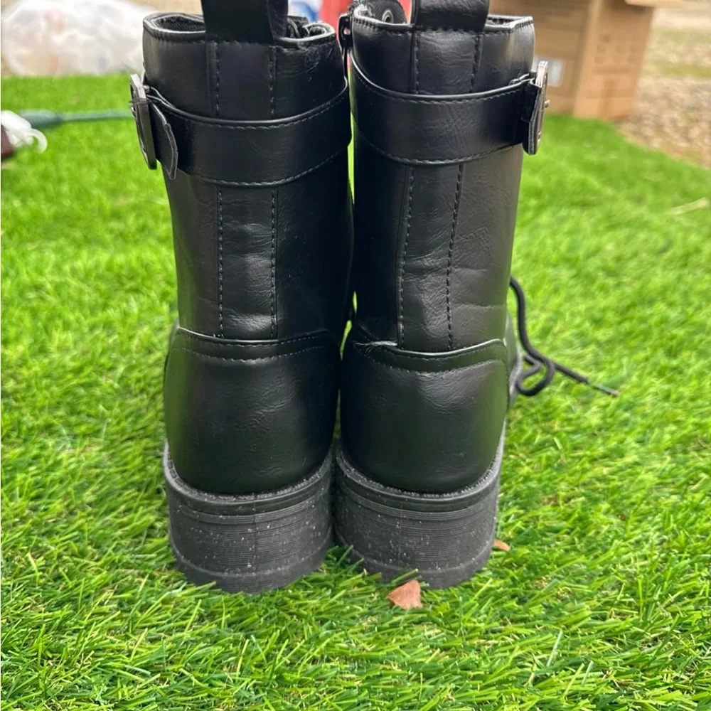 Black Lace-Up Combat Boots